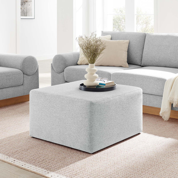 Square Upholstered Ottoman with Velvet Fabric & Wood Legs