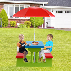 Kids Picnic Table Set with Removable Umbrella