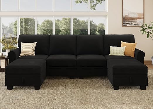 U-Shaped Sectional Sofa with Storage & Reversible Chaise