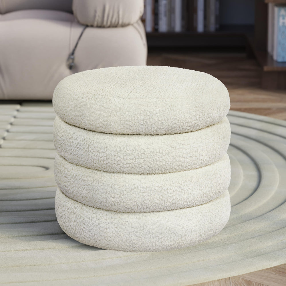Round Storage Ottoman with Removable Lid