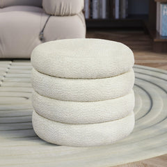 Round Storage Ottoman with Removable Lid