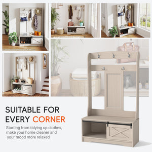 Hall Tree with Bench, Coat Hooks & Shoe Storage
