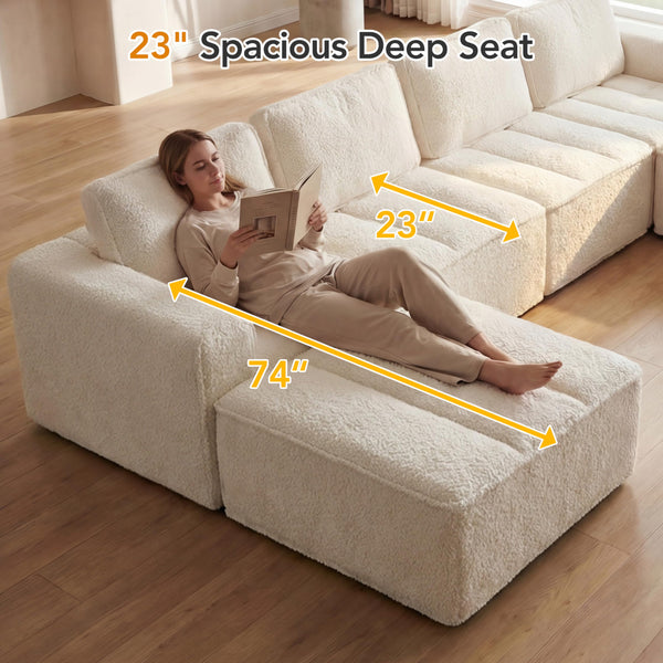 Modular Sectional Sofa with Ottoman - U-Shaped Cloud Couch