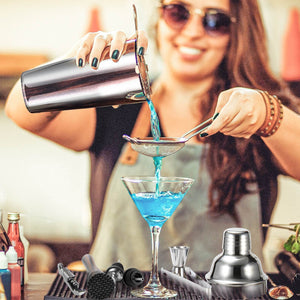 10-Piece Cocktail Shaker & Bar Tool Set with Bamboo Stand