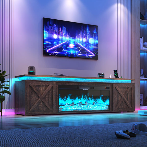 83" Farmhouse TV Stand with 40" Electric Fireplace