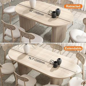 Oval Extendable Solid Wood Dining Table