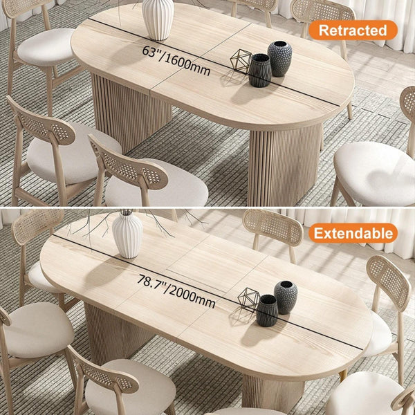 Oval Extendable Solid Wood Dining Table