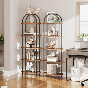 5-Tier Arched Bookshelf with Metal Frame