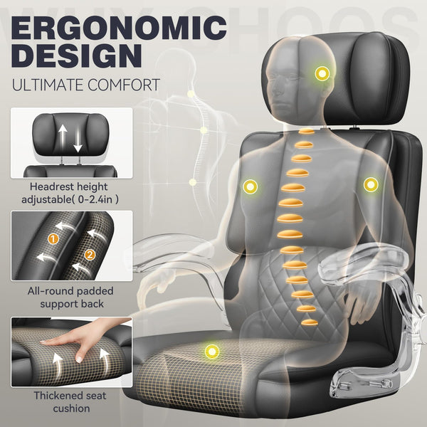 High-Back Ergonomic Office Chair with Adjustable Headrest & Flip-Up Armrests