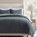 Cotton Quilt Set with Pillow Shams – Modern Stripe Coverlet