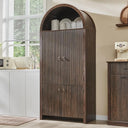 71" Tall Arched Kitchen Pantry Cabinet with Fluted Doors & Adjustable Shelves