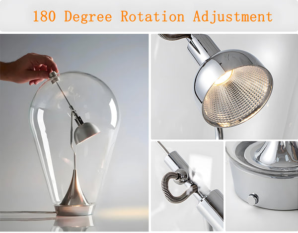 Modern Glass Desk Lamp with Swing Arm & Touch Control