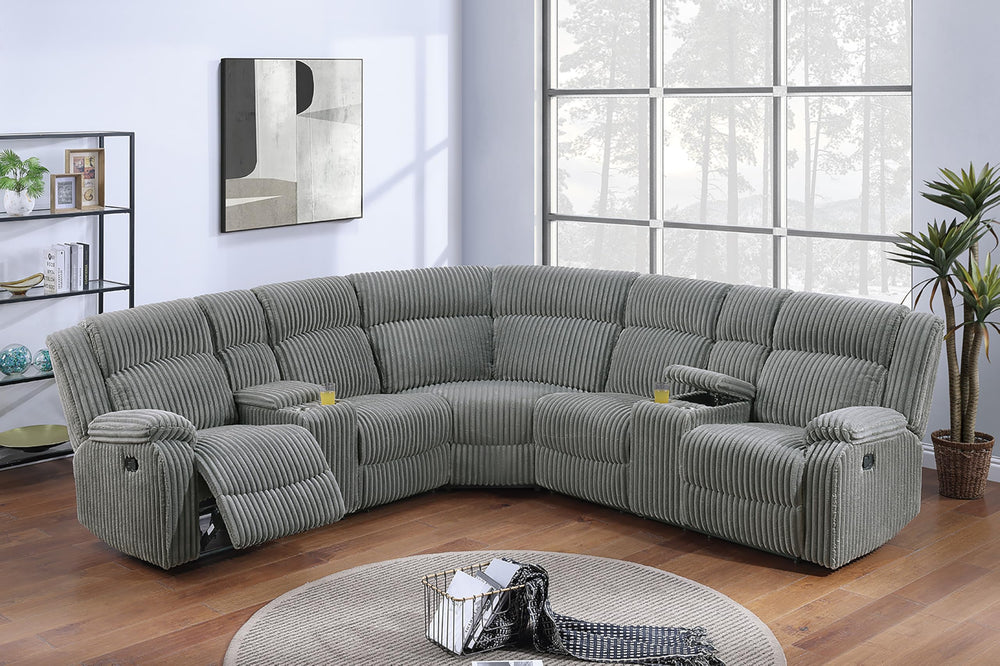 L-Shaped Power Reclining Sectional Sofa with USB Ports & Storage Consoles