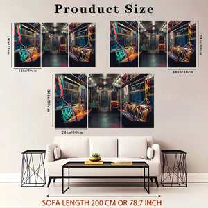 Graffiti Canvas Wall Art – Subway Train 3-Piece Set