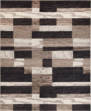 Geometric Patchwork Indoor Area Rug 12x15 Chocolate