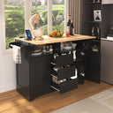 Kitchen Island Cart with Drop Leaf & Power Outlets