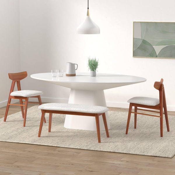 75" Oval High Gloss MDF Dining Table – White