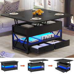 Lift Top Coffee Table with Storage & LED Light