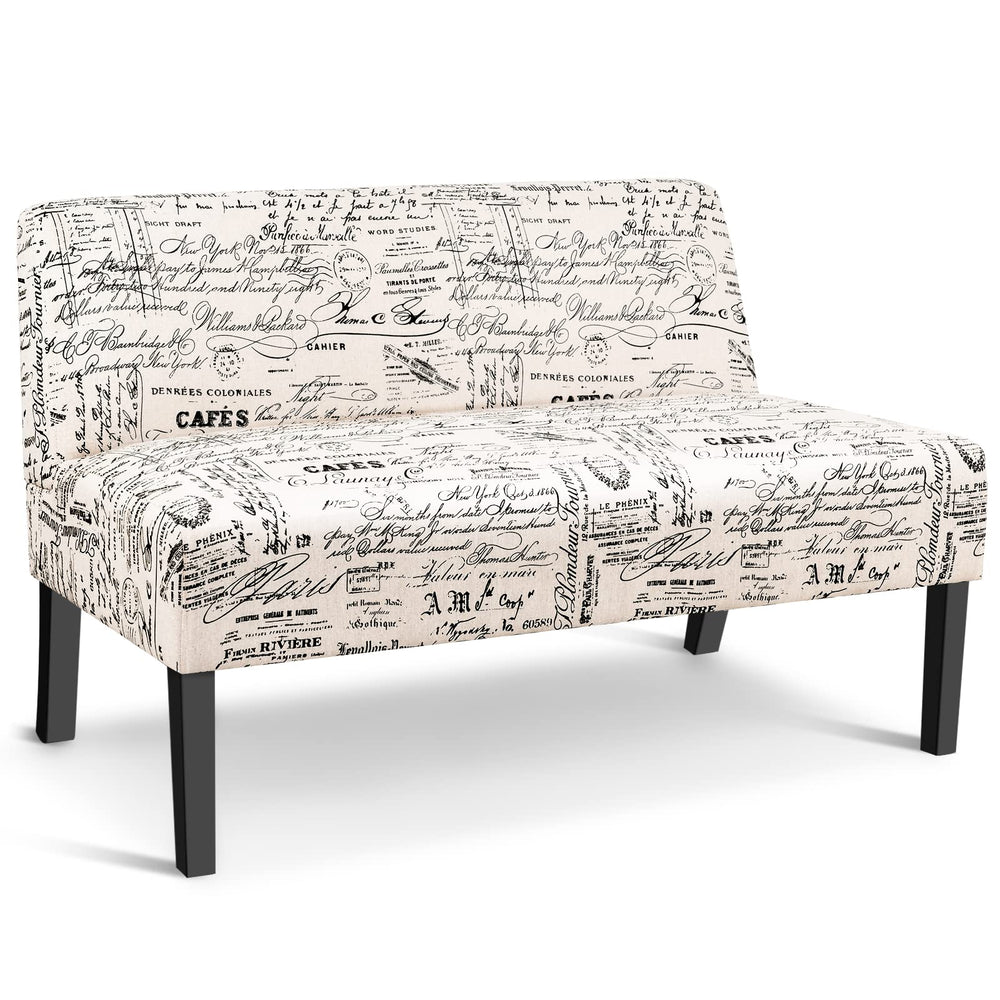 Armless Loveseat Sofa with Letter Design
