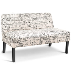 Armless Loveseat Sofa with Letter Design