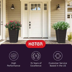 Set of 2 Tall Resin Tapered Planters 22-Inch