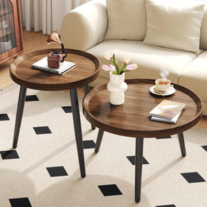 Nesting Coffee Table Set of 2, Mid Century Modern, Walnut