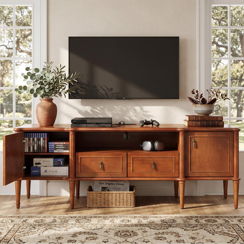 63" TV Stand with Power Outlet & Storage