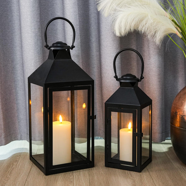 Vintage Metal Candle Lanterns Set of 2 – Indoor & Outdoor Hanging Lanterns