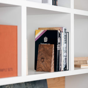 Handmade Wooden Bookends with Metal Base