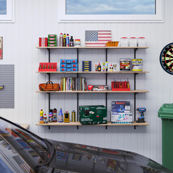 60-Inch Floating Wall Shelves with Adjustable Rail Bracket System