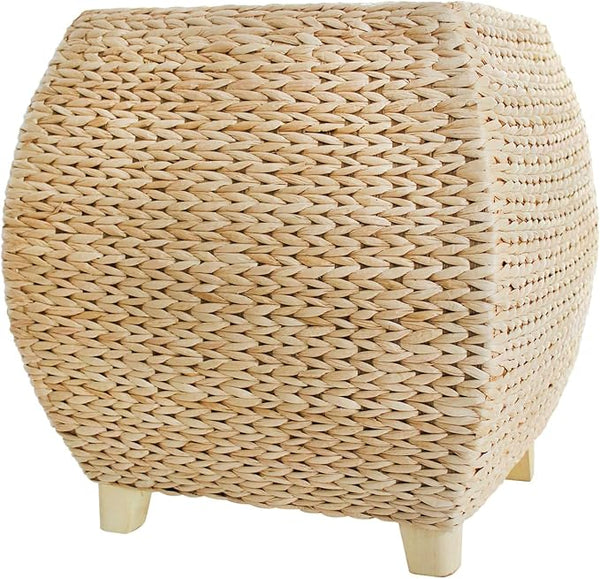 Handwoven Natural Cattail Pouf Ottoman