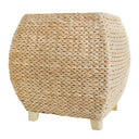 Handwoven Seagrass Pouf Ottoman – Natural Cattail Footstool