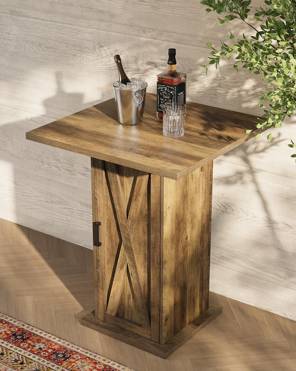 Square Bar Table with 3-Tier Storage Cabinet