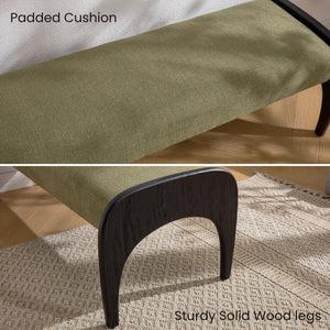 Modern Upholstered Ottoman Bench with Solid Wood Legs