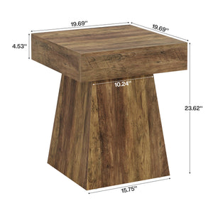 Mushroom Side Table – Rustic Square End Table with Wide Base