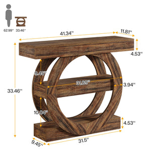 3-Tier Farmhouse Console Table with Storage Shelves