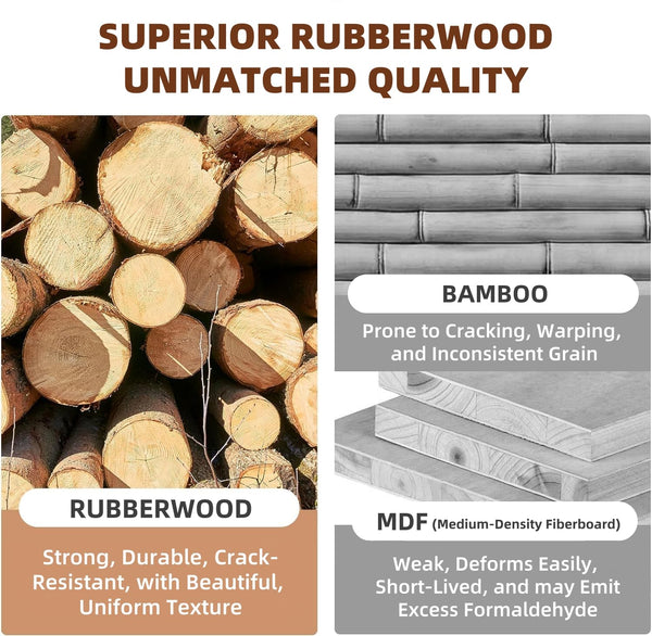 Solid Wood Rolling Clothing Rack with Cactus Hooks