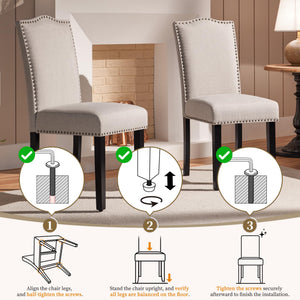 Modern Upholstered Dining Chairs with Solid Wood Legs