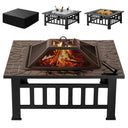 32-Inch Square Outdoor Fire Pit Table with Waterproof Cover