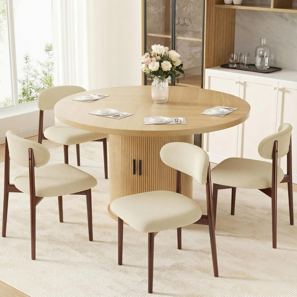 Round Dining Table Set for 4 with Storage Shelf & 4 Chairs