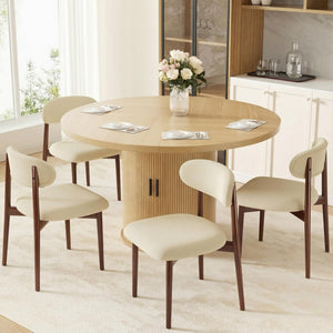 Round Dining Table Set for 4 with Storage Shelf