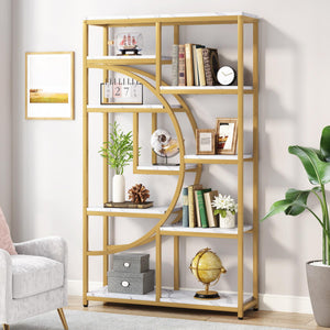 9-Shelf Etagere Bookcase with Metal Frame
