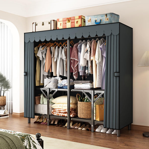 Portable Wardrobe Closet with Metal Frame