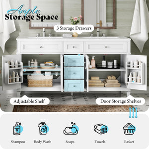60-Inch Double Sink Bathroom Vanity with Storage Drawers
