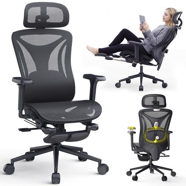 Ergonomic Office Chair with Footrest & Mesh Back
