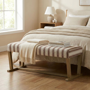 Upholstered Entryway Bench with Cushion and Rubberwood Legs