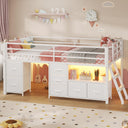 Twin Low Loft Bed with 7 Storage Drawers, LED Lights & Under-Bed Play Space