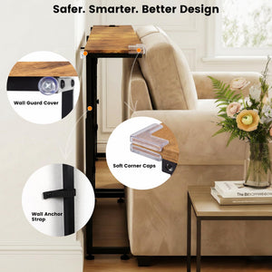 Height Adjustable Sofa Console Table with Power Outlet & USB-C
