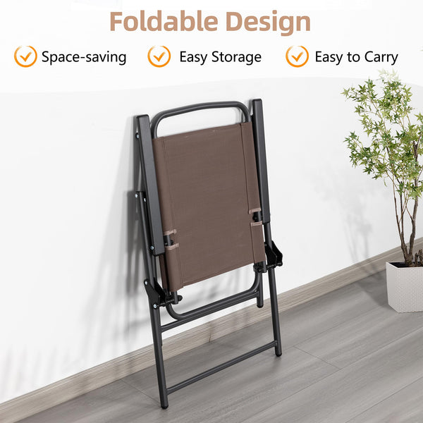 6-Piece Folding Patio Dining Set with Umbrella, Glass Table & 4 Chairs