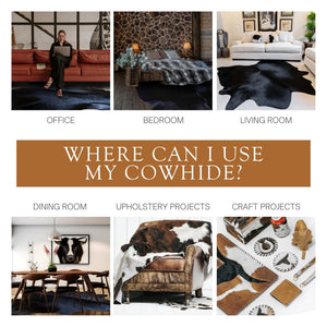 Black Cowhide Area Rug – 100% Genuine Leather, Extra Large